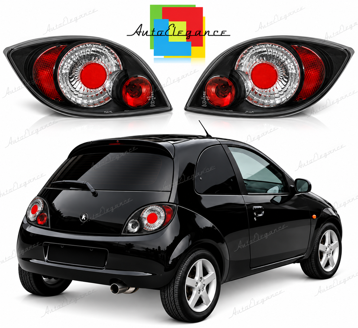 👉Fari Posteriori adatto per FORD KA 11.96-08 NERI👈