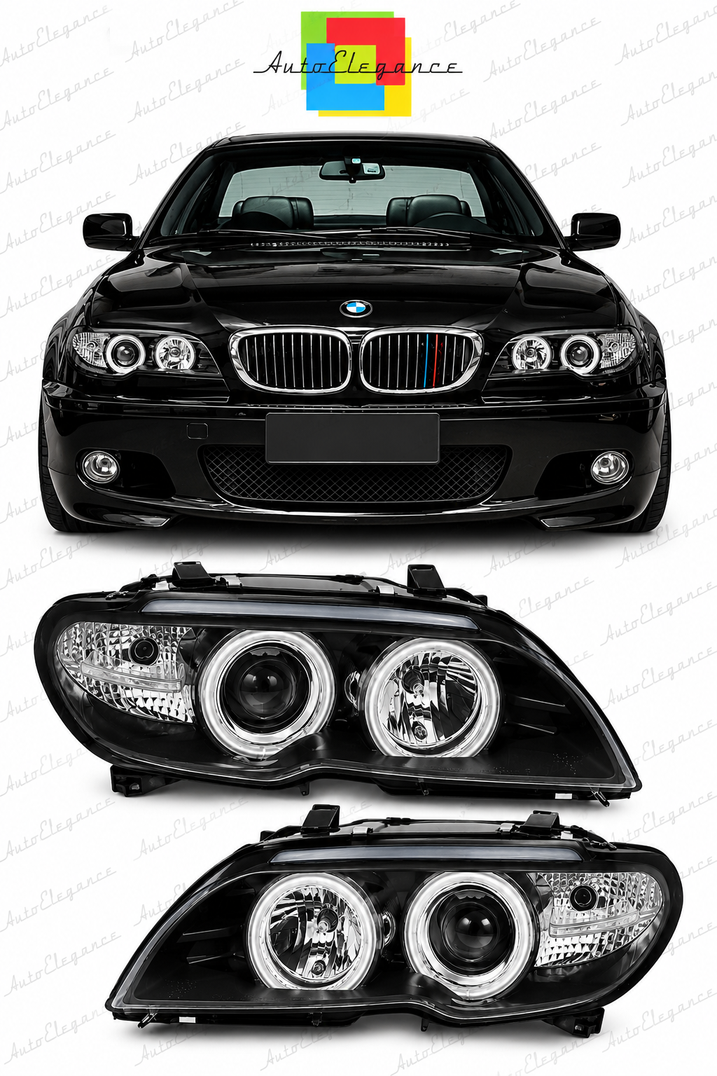💕ART.7206 FARI "ANGEL EYES" CCFL NERI adatto per BMW E46 Coupe 2003-2006 💕