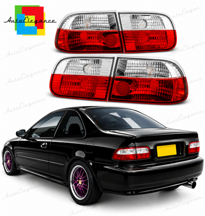 👉Fari Posteriori adatto per HONDA CIVICO 9.91-08.95 3D ROSSO BIANCO👈