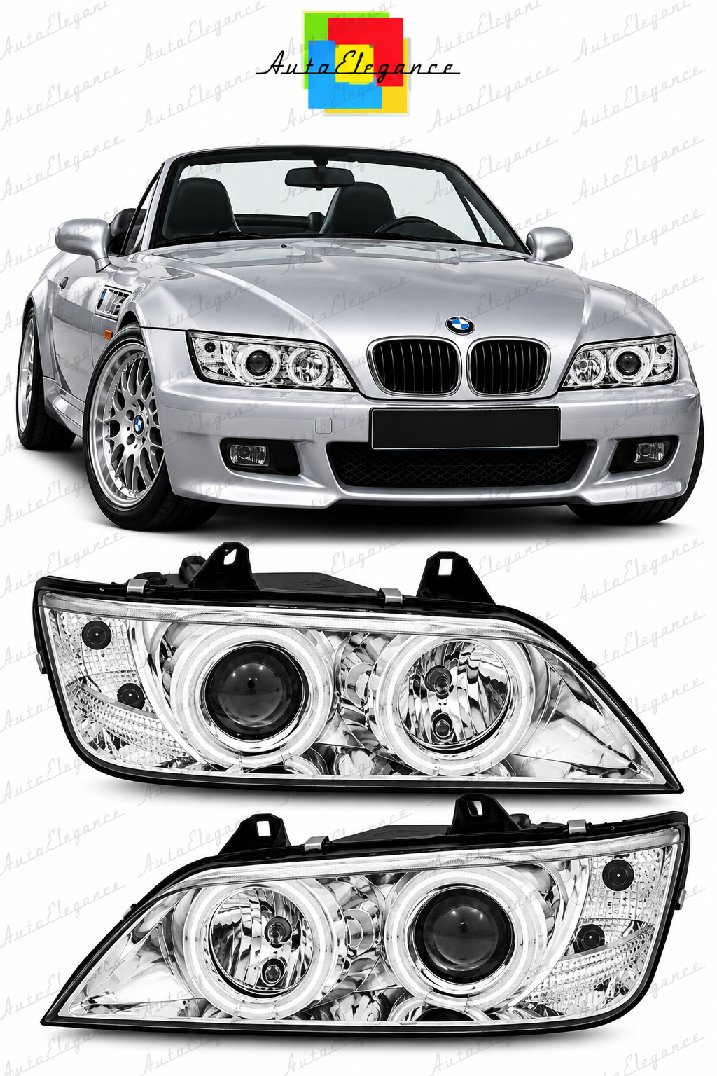💕ART.10556 FARI ANTERIORI ADATTO PER  BMW Z3 01.96-02 CHROME 💕