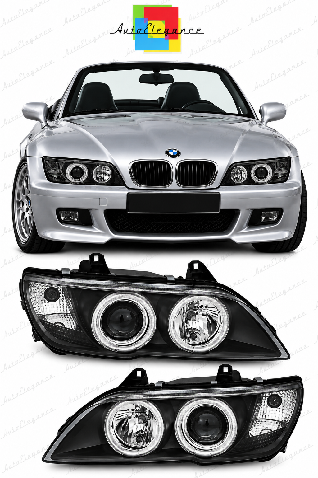 💕ART.10557  FARI  ANTERIORI ADATTO  PER BMW Z3 01.96-02 NERO💕