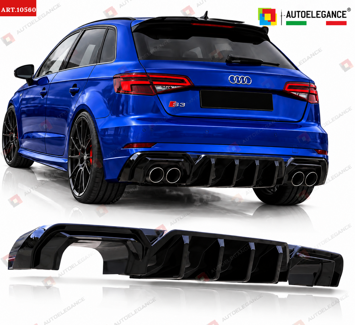 👉ART.10560 DIFFUSORE LOOK S3 ADATTO PER Audi S3 8V SB 13-16 PARAURTI SLINE👈