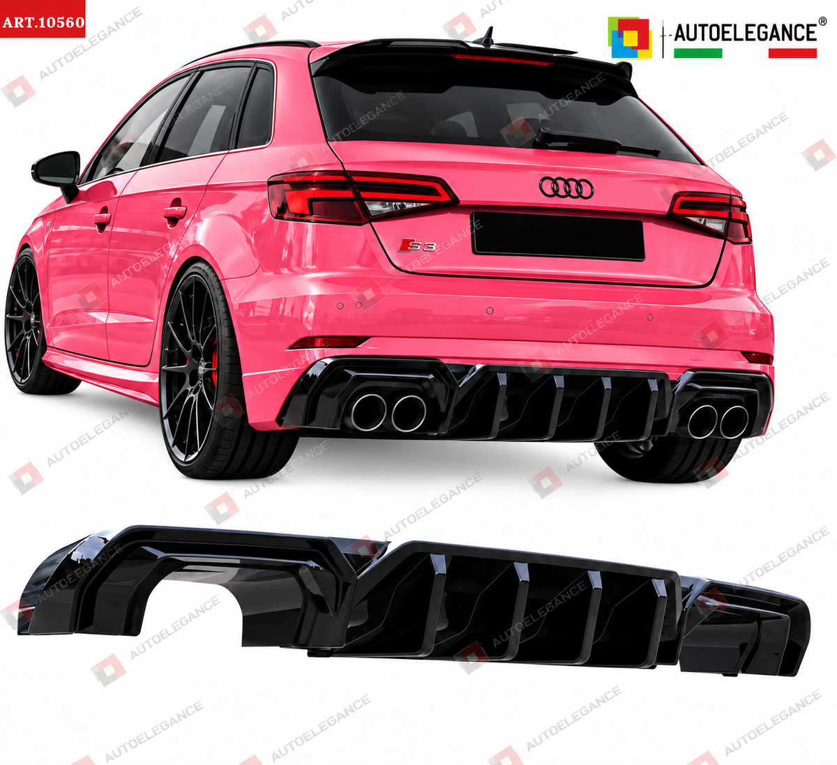 👉ART.10560 DIFFUSORE LOOK S3 ADATTO PER Audi S3 8V SB 13-16 PARAURTI SLINE👈