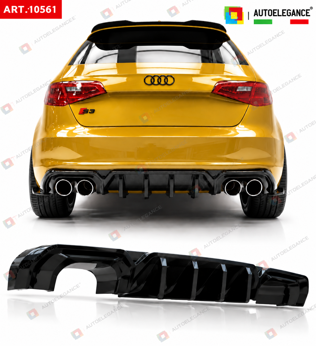 👉ART.10561 DIFFUSORE LOOK S3 ADATTO PER Audi S3 8V SB 2017+ PARAURTI SLINE👈