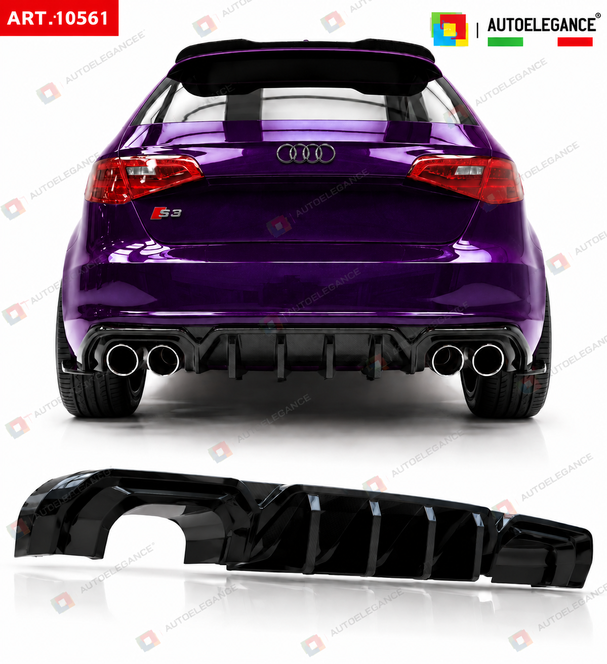 👉ART.10561 DIFFUSORE LOOK S3 ADATTO PER Audi S3 8V SB 2017+ PARAURTI SLINE👈
