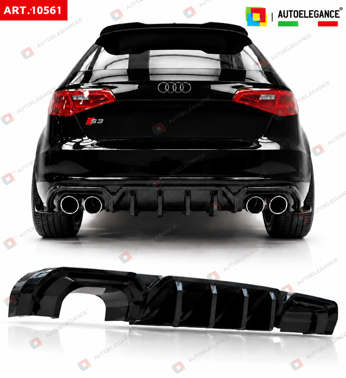 👉ART.10561 DIFFUSORE LOOK S3 ADATTO PER Audi S3 8V SB 2017+ PARAURTI SLINE👈