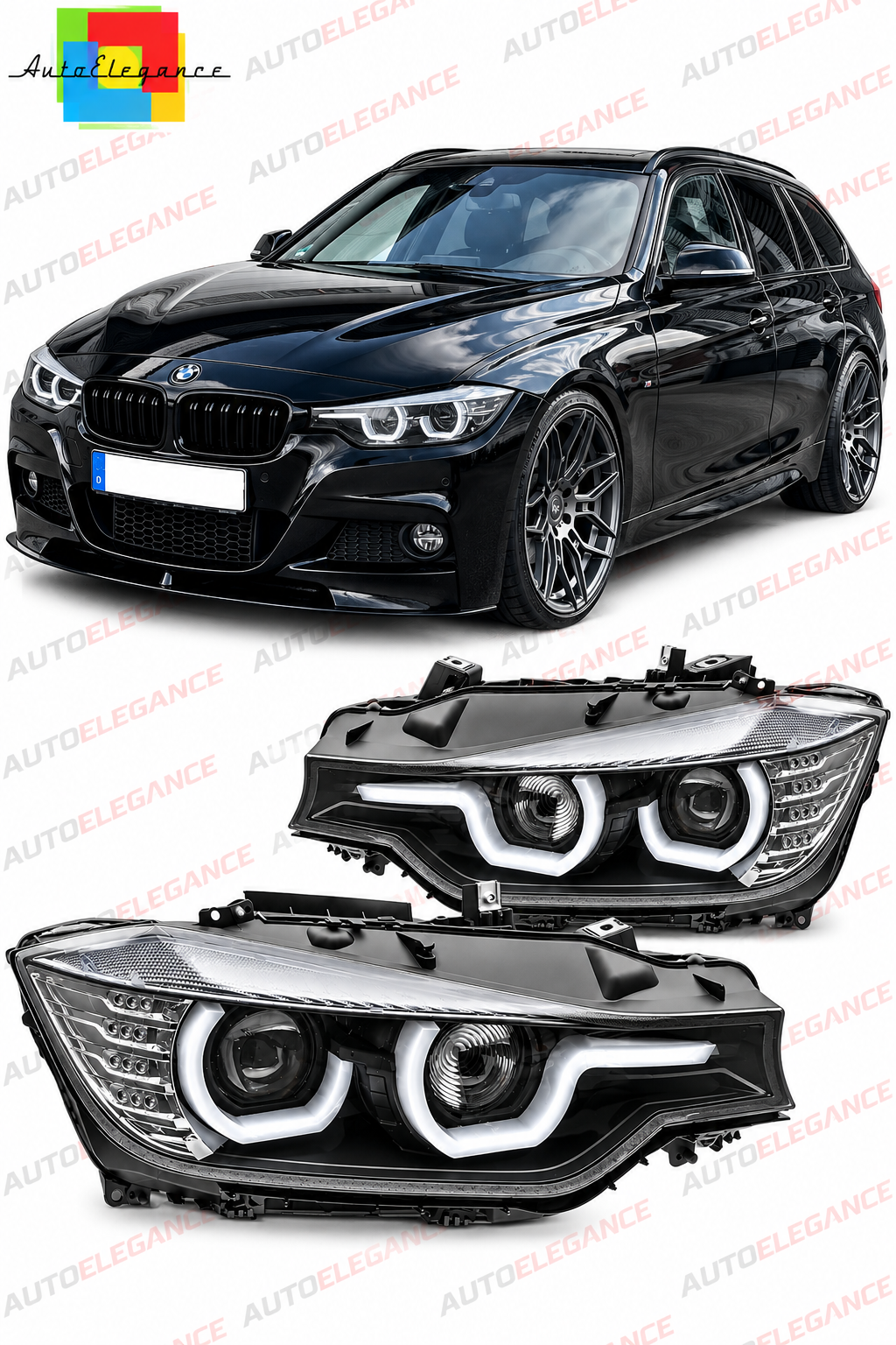 💕ART.4823  FARI ANTERIORI BMW SERIE 3 F30/F31 11-15 NERO 💕
