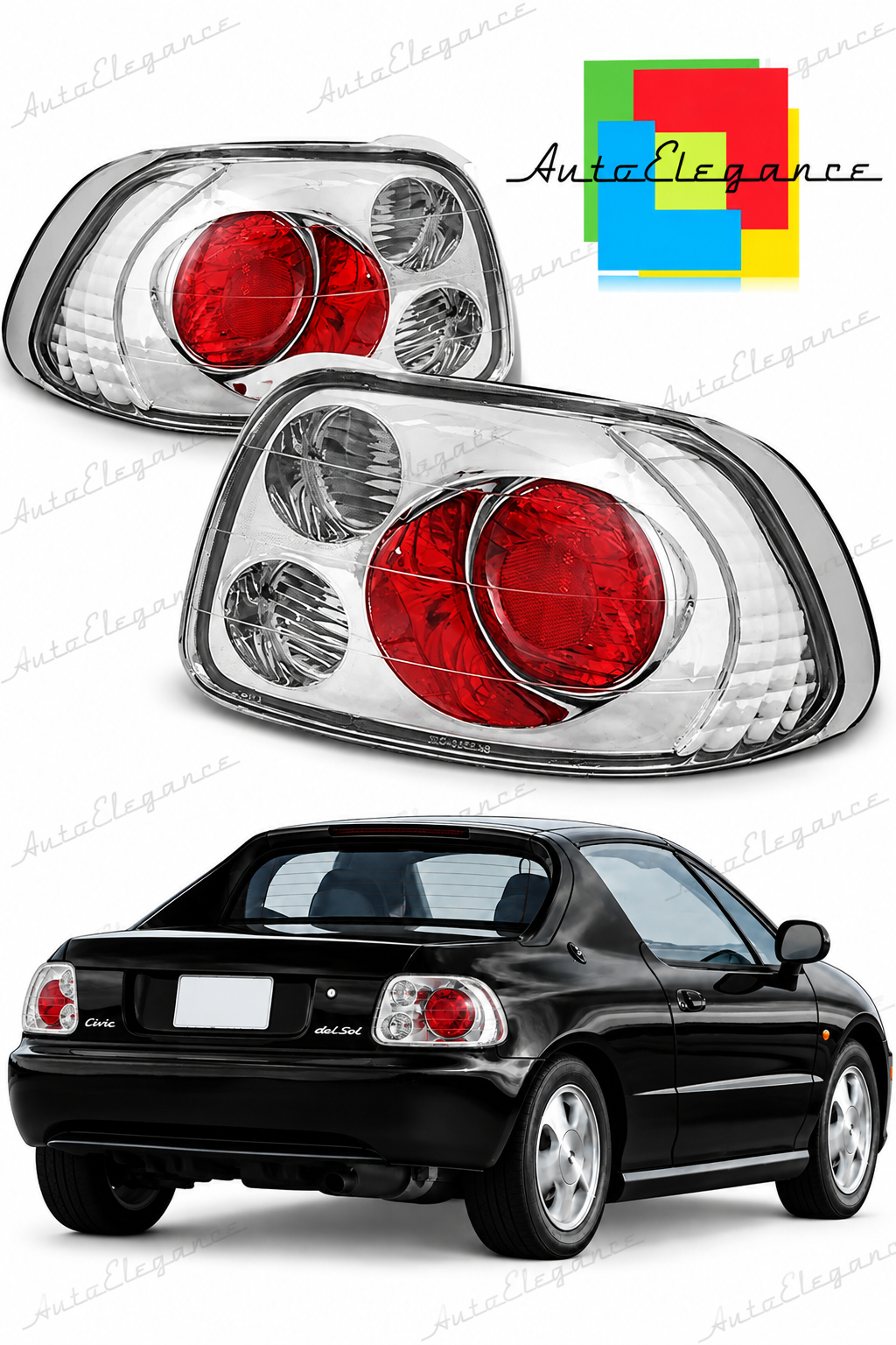 👉FARI POSTERIORI ADATTO PER HONDA CRX DEL SOL 03.92-97 CROMATI👈