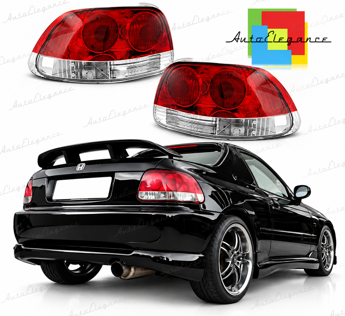 👉FARI POSTERIORI ADATTO PER HONDA CRX DEL SOL 03.92-97 ROSSO BIANCO👈