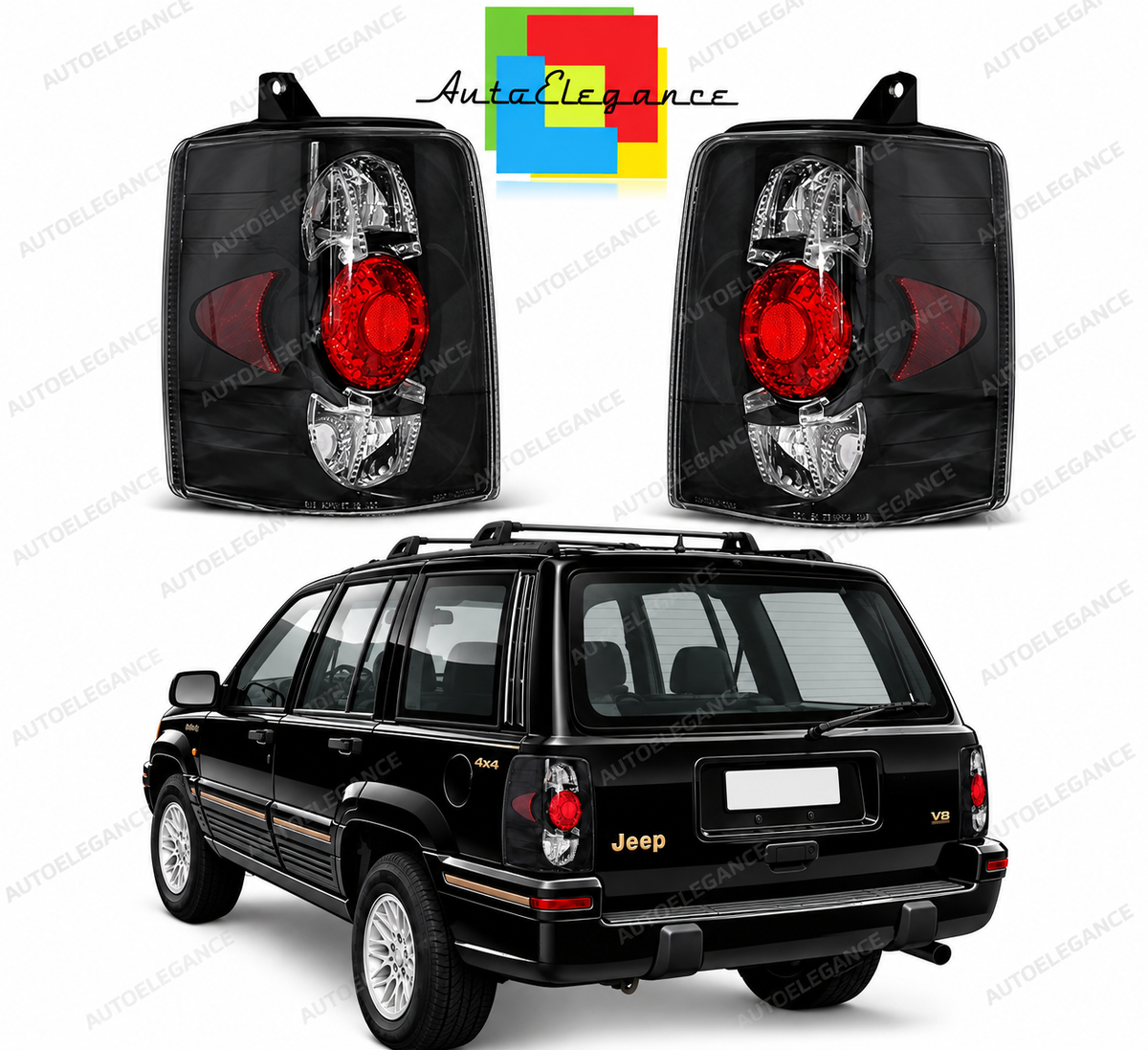 👉Fari Posteriori adatto per JEEP GRAND CHEROKEE (ZJ) 93-99 NERI👈