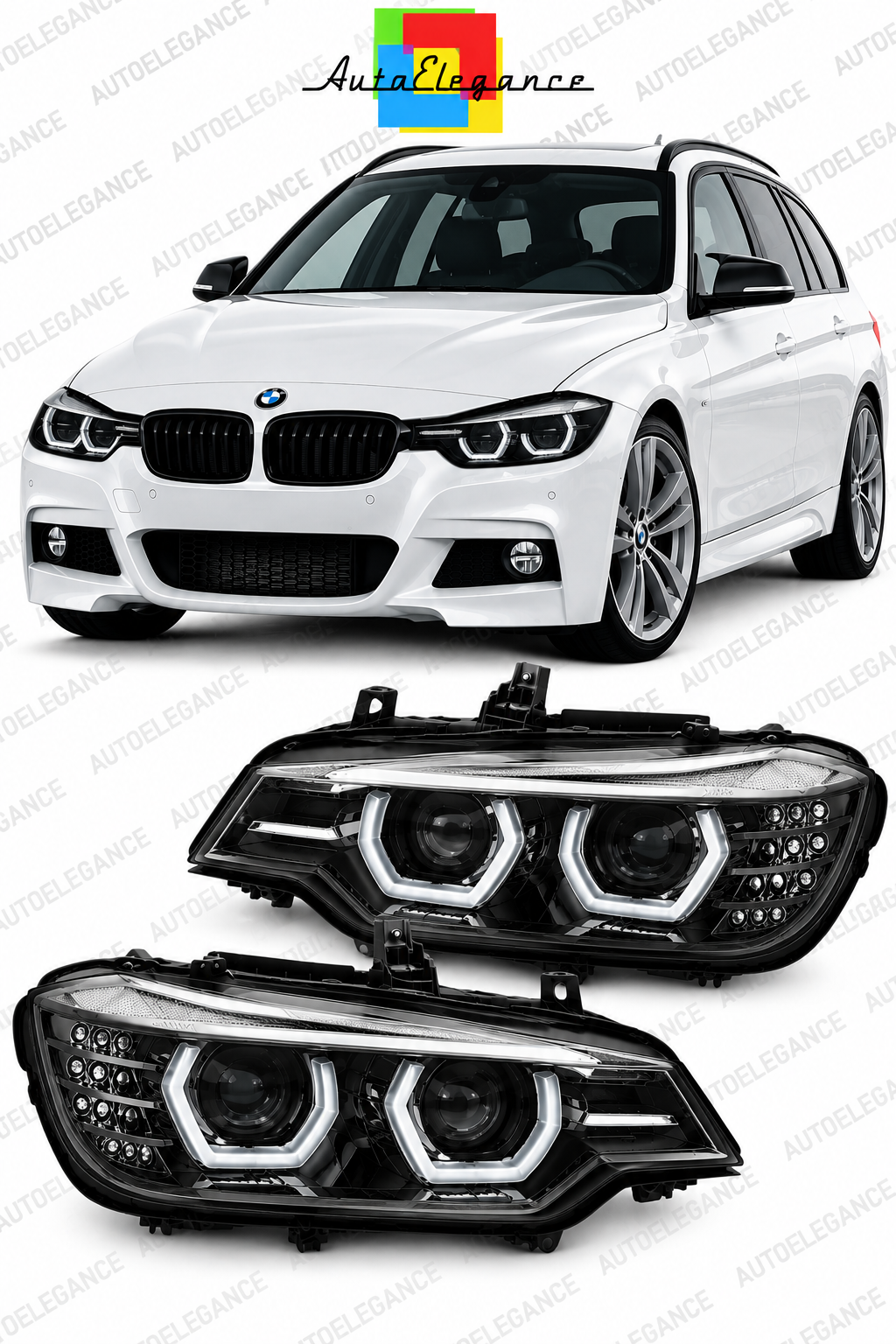 💕ART.5484 FARI ANTERIORI ADATTO PER BMW SERIE 3 F30/F31 2011-2015 NERO💕