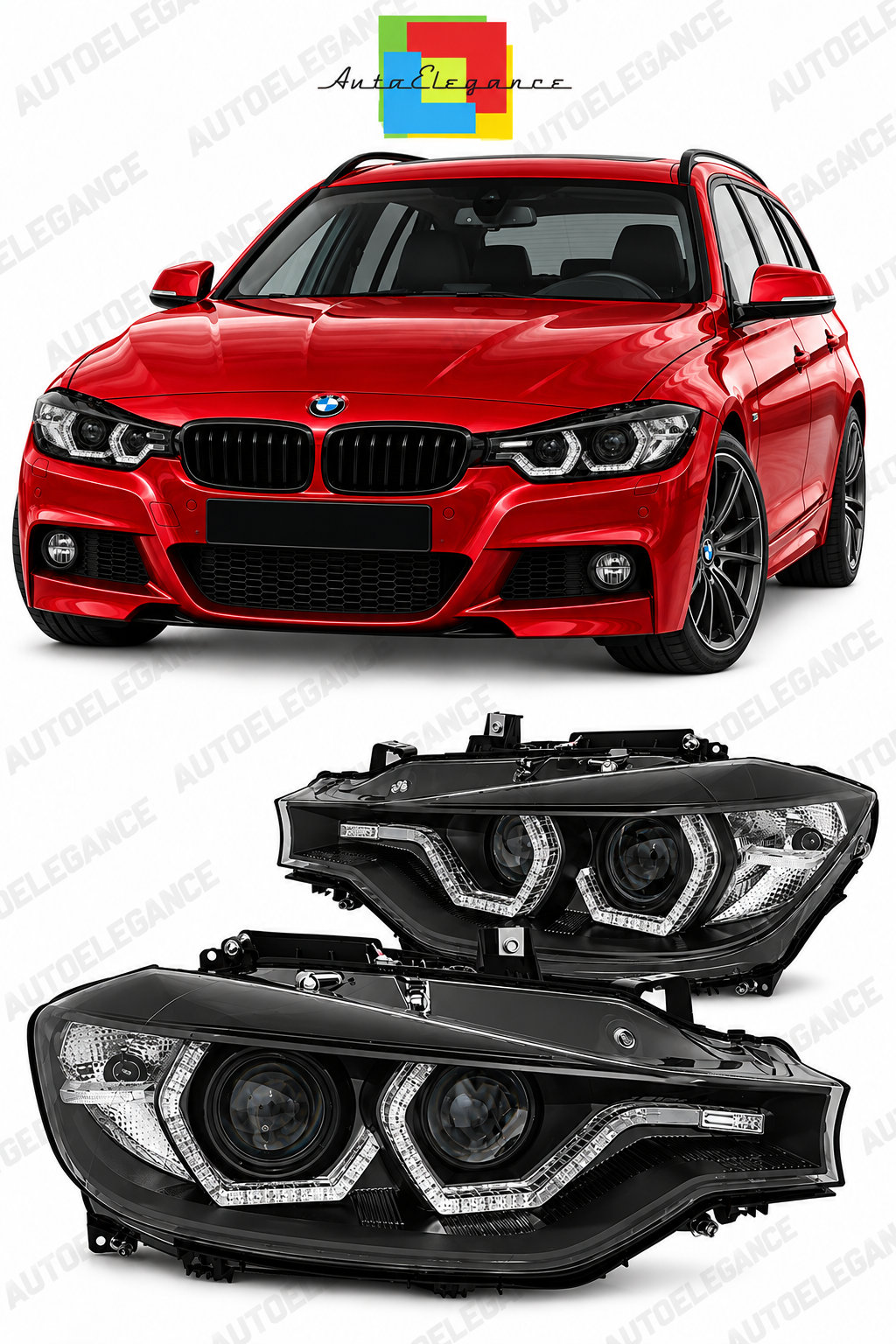 💕ART.10570 FARI ANTERIORI ADATTO  PER BMW 3 F30/F31 10.11 - 05.15 NERO calzan💕
