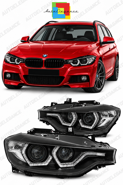 💕ART.10570 FARI ANTERIORI ADATTO  PER BMW 3 F30/F31 10.11 - 05.15 NERO calzan💕