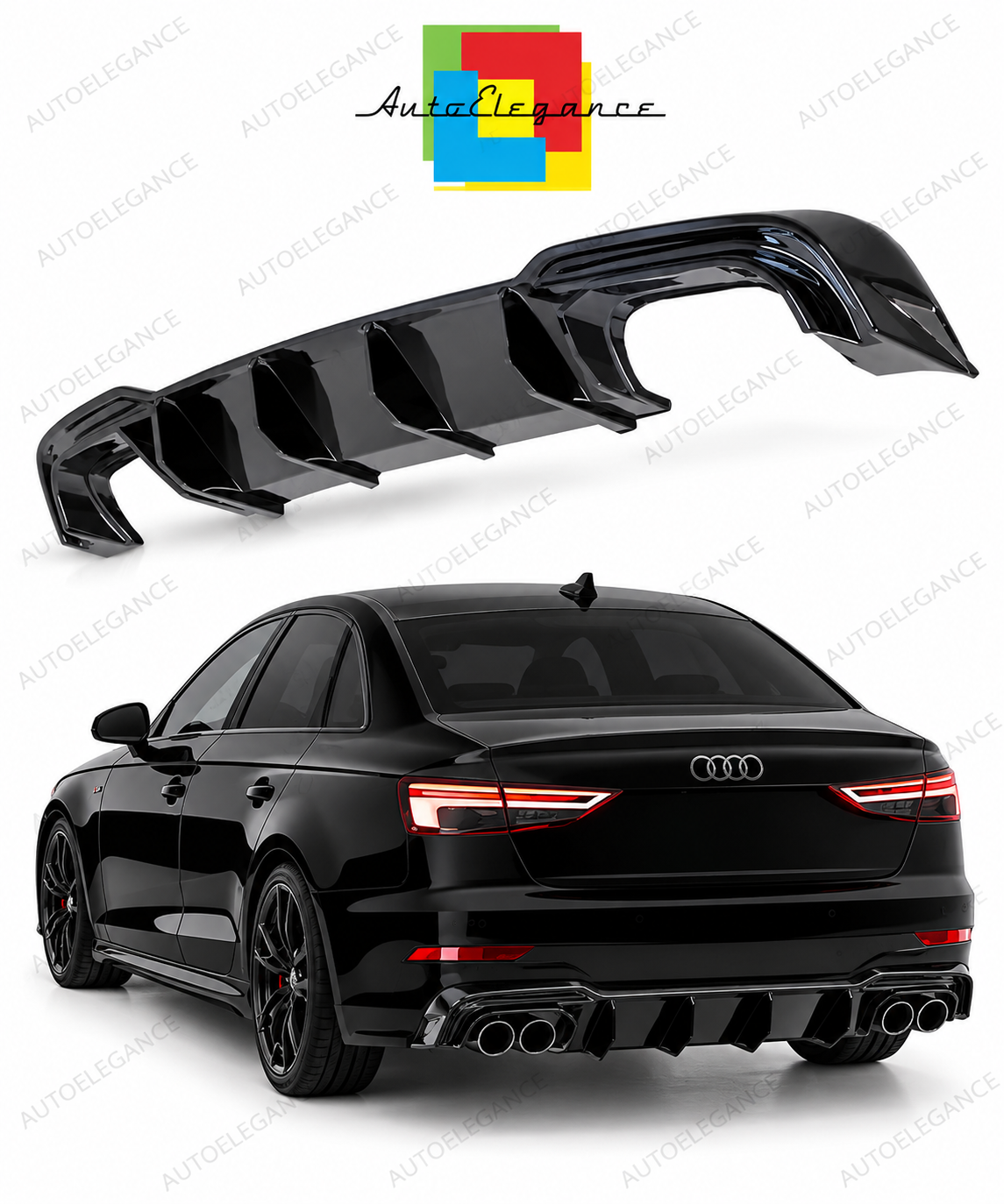 👉Diffusore posteriore adatto per  Audi S3 Sedan 8V Facelift (2016-2020)👈