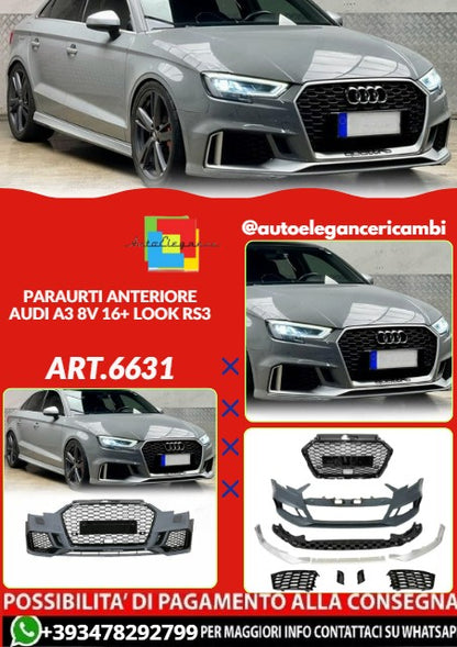 💕ART.6631 PARAURTI ANTERIORE ADATTA PER AUDI A3 8V 2012-2016 LOOK RS3💕