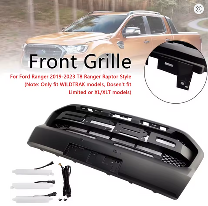 Griglia per paraurti anteriore stile Raptor adatta per Ford Ranger 2019-2023 T8 con LED