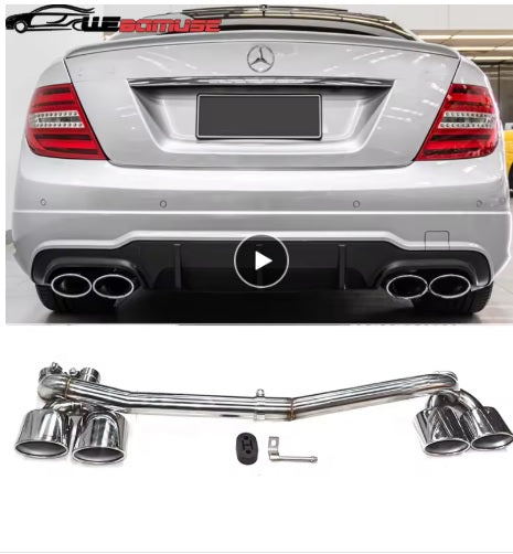 Tubo di scarico in acciaio inossidabile per Mercedes-Benz W204 C180 C200 C260 aggiornamento C63 sistema di scarico del silenziatore del tubo di scarico a quattro uscite