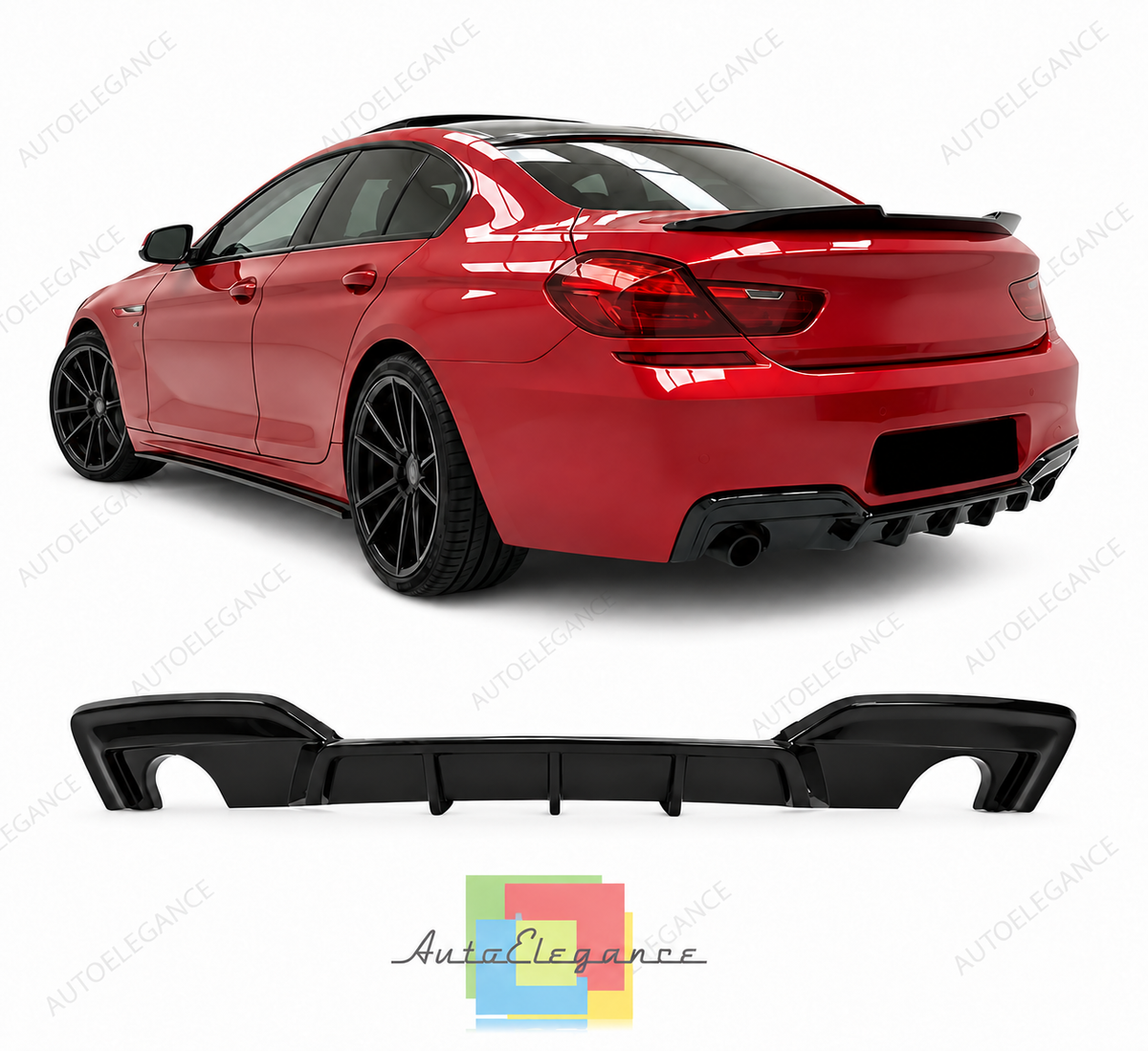 👉Diffusore Posteriore WR Nero Lucido Adatto per BMW F06 F12 F13 640i/d M-Pack👈