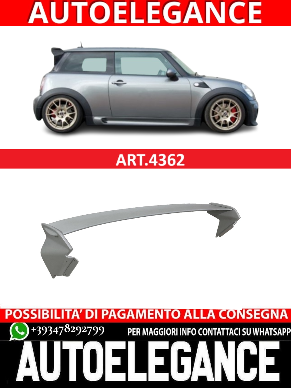 💫ART.4362 Spoiler adatto per Mini R53 / R56 Look GP💫