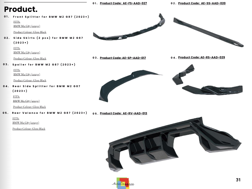 💫Body Kit Sportivo per BMW M2 G87 (2023+) – Nero Lucido – Look Aggressivo  💫