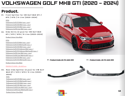 💫Body Kit Completo Nero Lucido per VW Golf Mk8 GTI / GTE / GTD / R-Line /💫