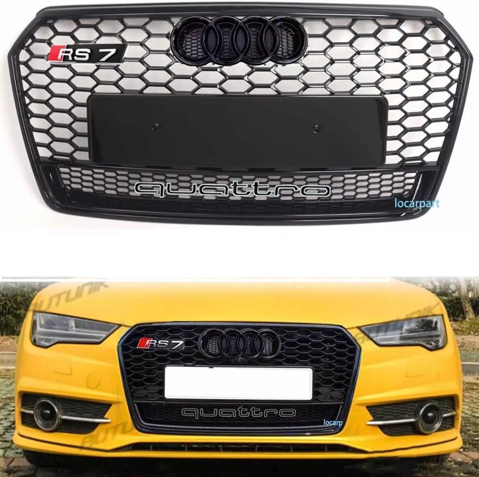 AUDI A7 2015-2018 LIFT GRIGLIA ANTERIORE RS7 NIDO D'APE NERA QUATTRO