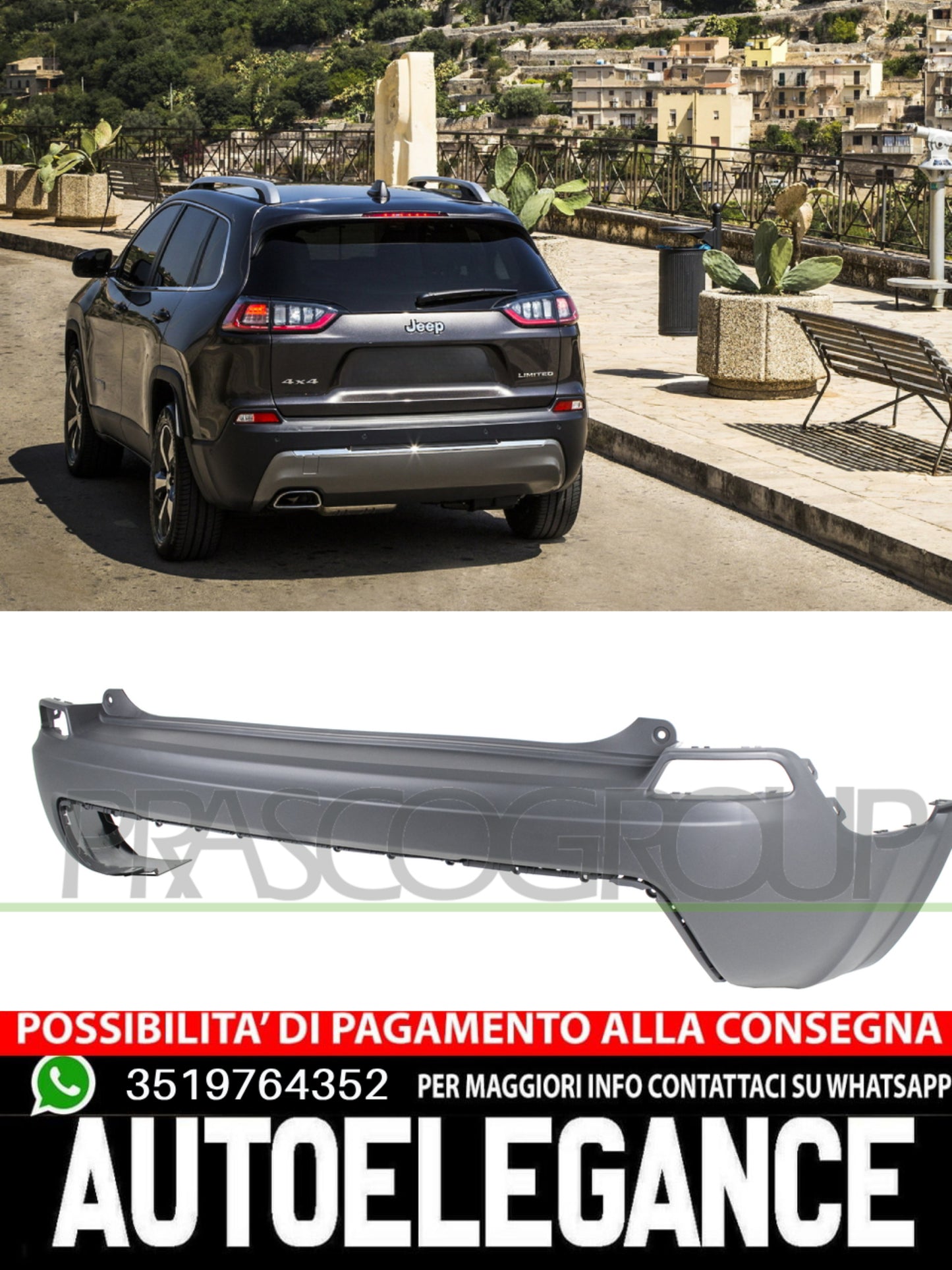 Paraurti Prasco Posteriore GOFFRATO-TRACCE PDC PARK ASSIST per JEEP CHEROKEE