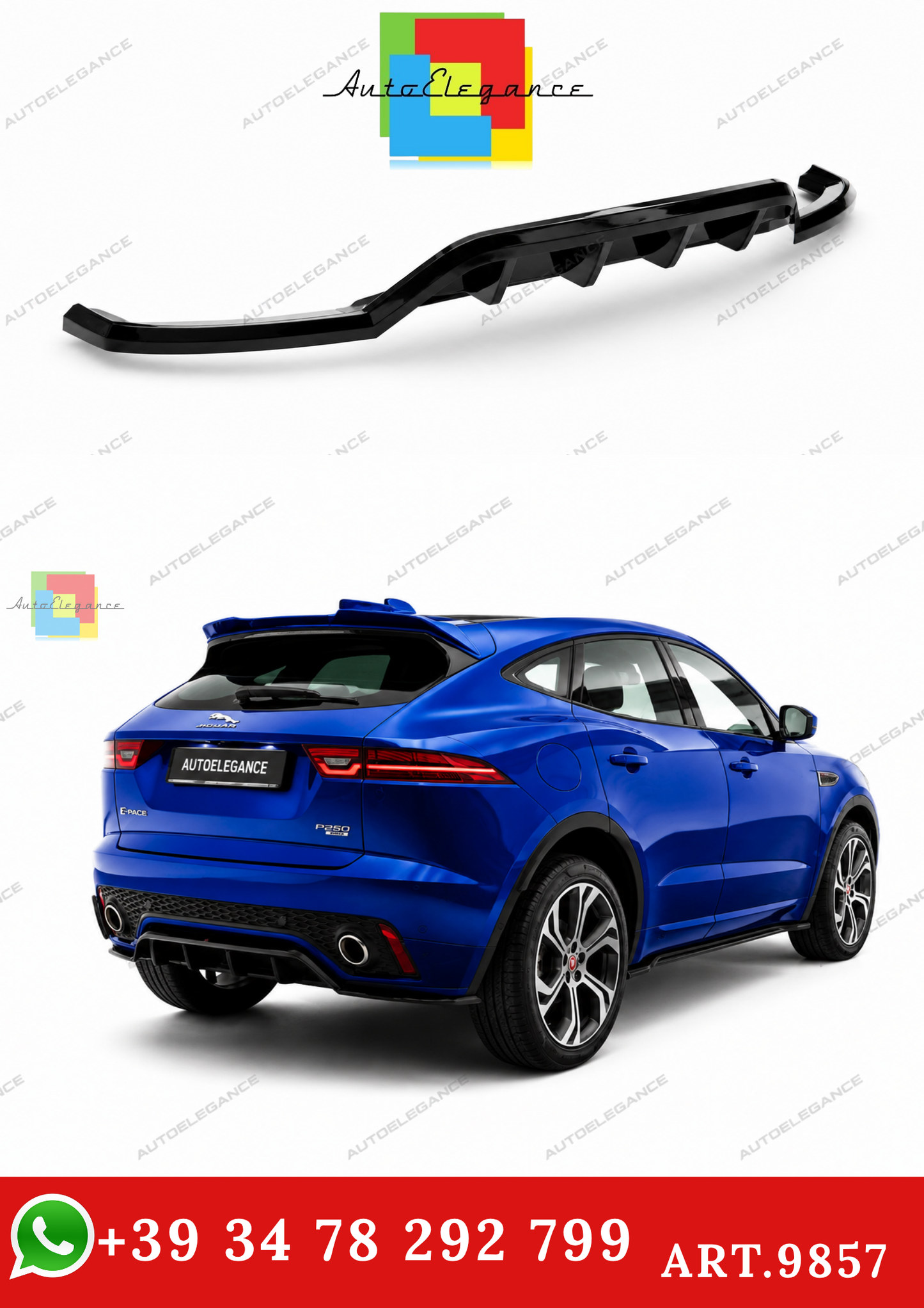 🔥ART.9857 SPLITTER POSTERIORE CON BARRE VERTICALI JAGUAR E-PACE R-DYNAMIC Mk1🔥