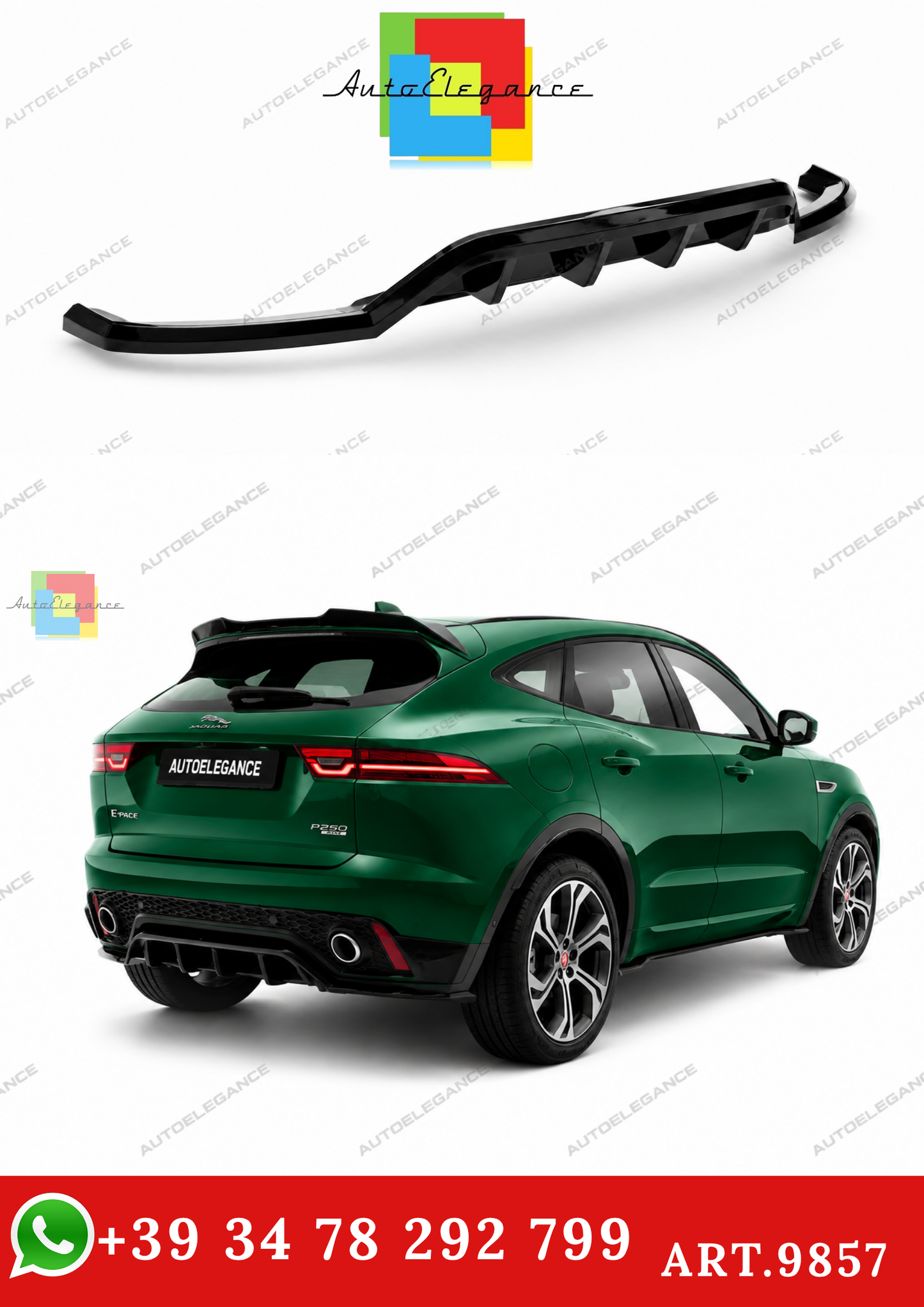 🔥ART.9857 SPLITTER POSTERIORE CON BARRE VERTICALI JAGUAR E-PACE R-DYNAMIC Mk1🔥