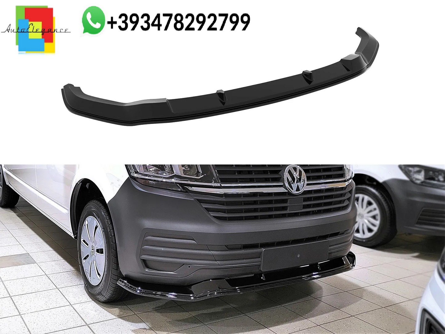 💕Splitter ANTERIORE V.1 Volkswagen T6.1 Nero Lucido💕