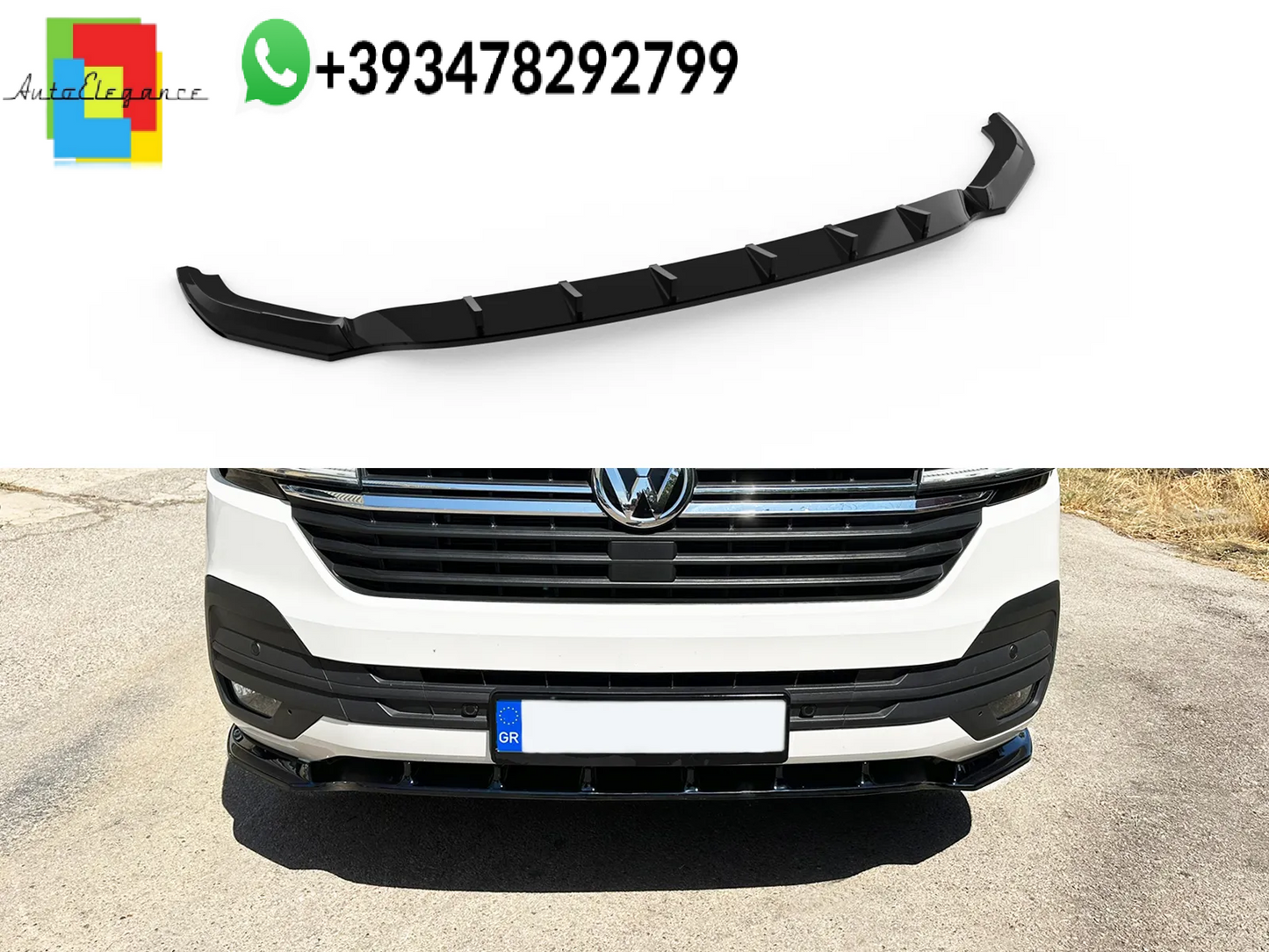 💕Splitter ANTERIORE V.2 Volkswagen T6.1 Nero Lucido💕