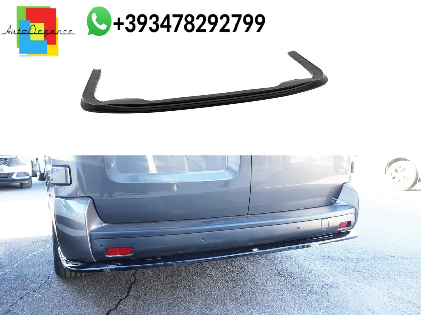 💕Splitter POSTERIORE Citroen Jumpy / Space Tourer / Fiat Scudo/ Opel Vivaro / Zafira Life / Peugeot Expert / Traveller / Toyota Proace L3 Mk3 Nero Lucido💕
