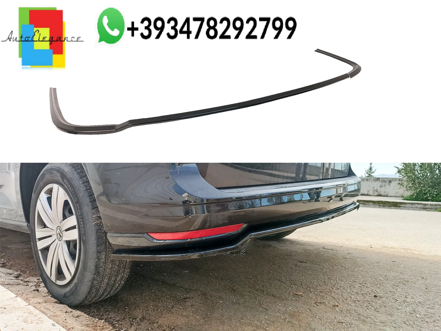 💕Splitter POSTERIORE Volkswagen Caddy Mk5 / Ford Transit Connect L1 Mk3 Nero Lucido💕