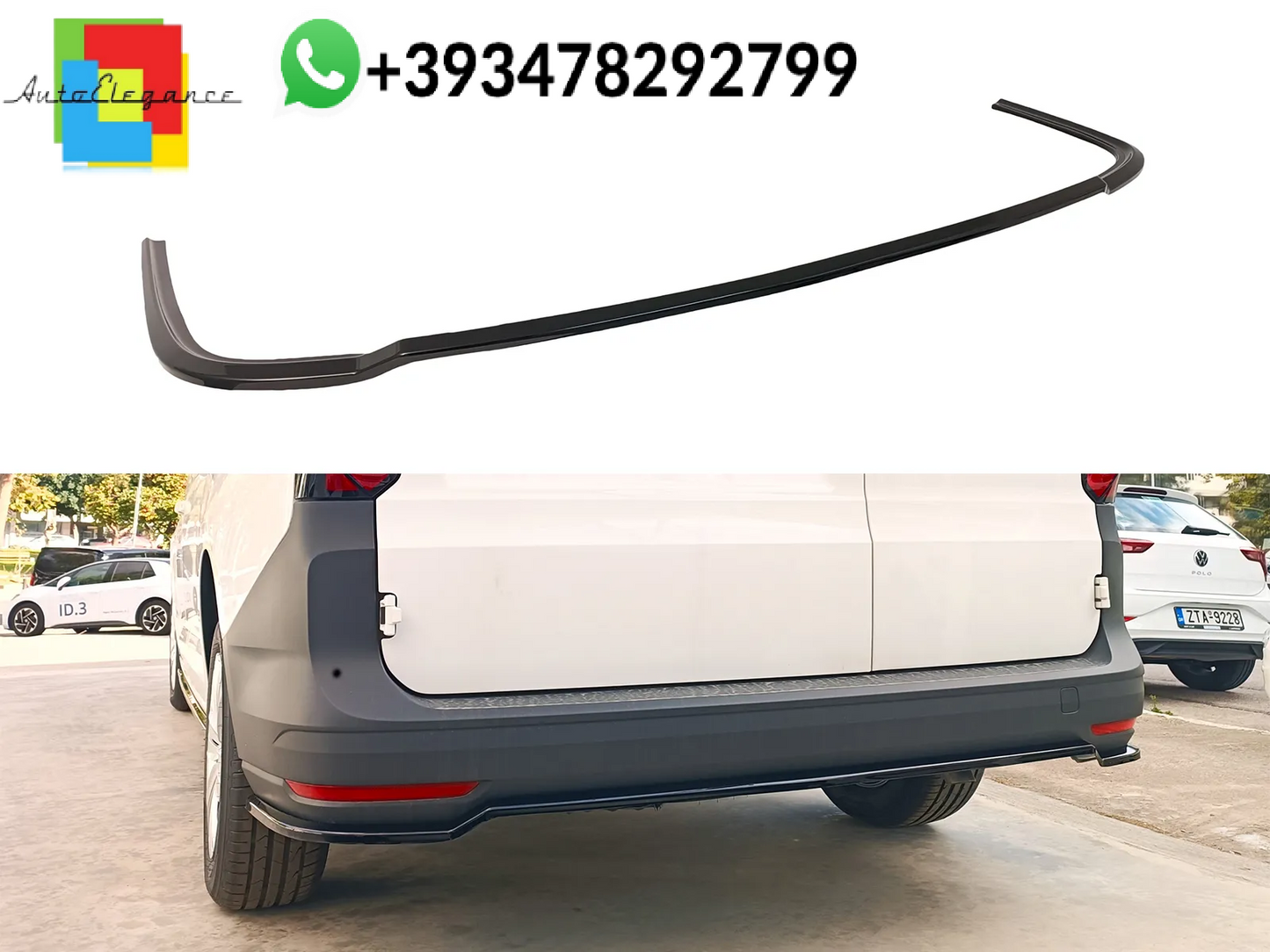 💕Splitter POSTERIORE Volkswagen Caddy Maxi Mk5 Nero Lucido💕