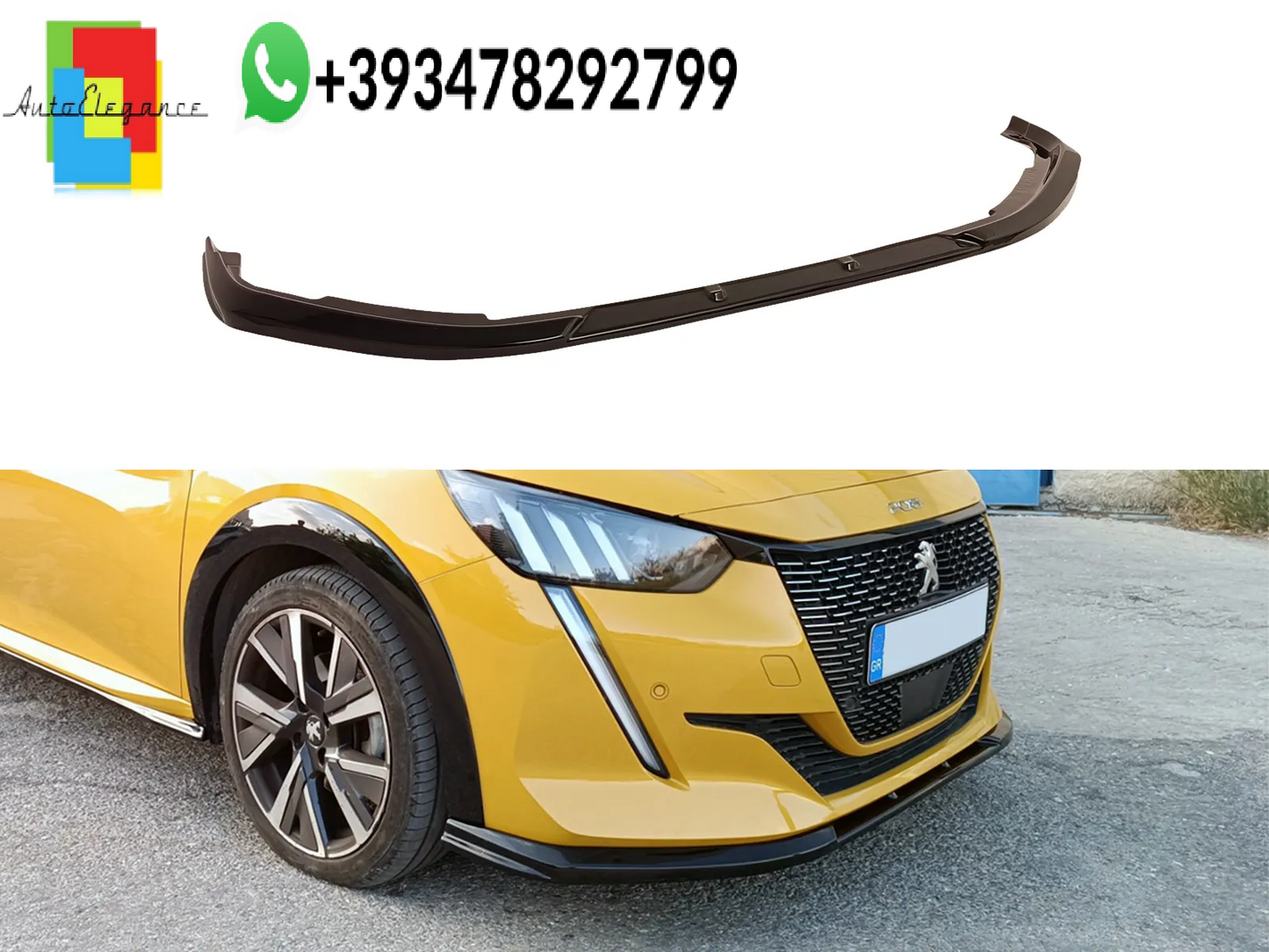 💕Splitter ANTERIORE V.2 Peugeot 208 Mk2 Nero Lucido💕