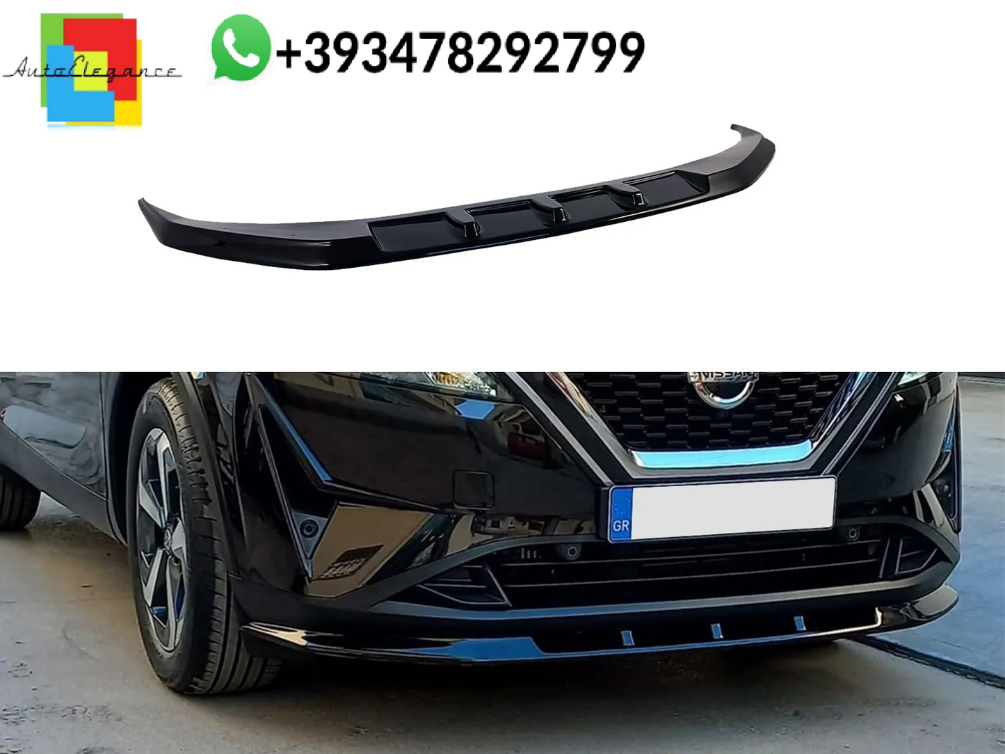 💕Splitter ANTERIORE Nissan Qashqai J12 Nero Lucido💕