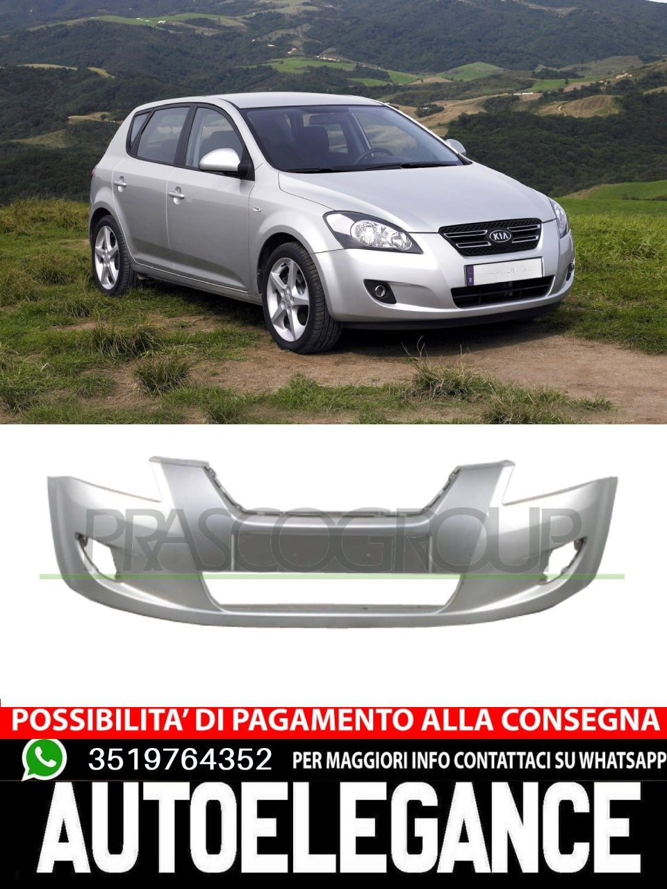 Paraurti Prasco Anteriore CON PRIMER SEDE FENDI Per Kia Cee'd 865111H000