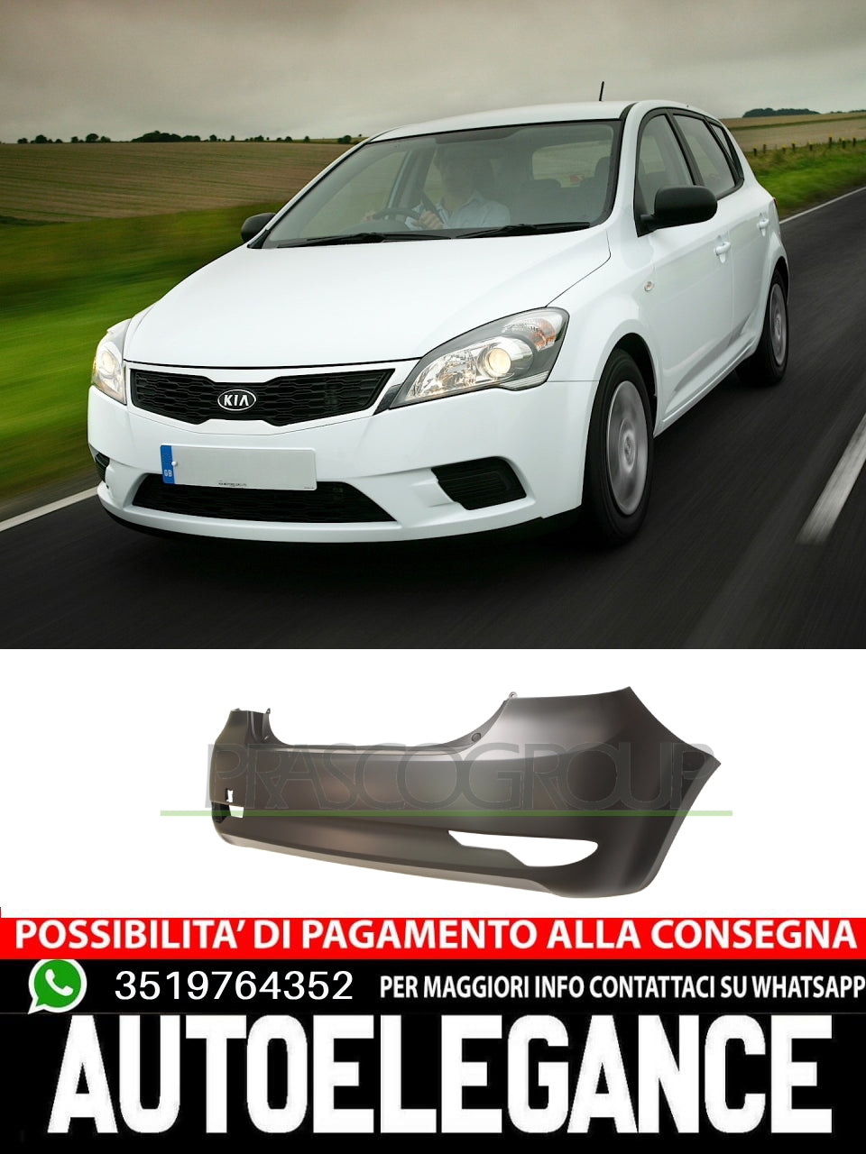 Paraurti Prasco Posteriore per KIA CEE'D  CON PRIMER MOD. 5 PORTE  866111H500