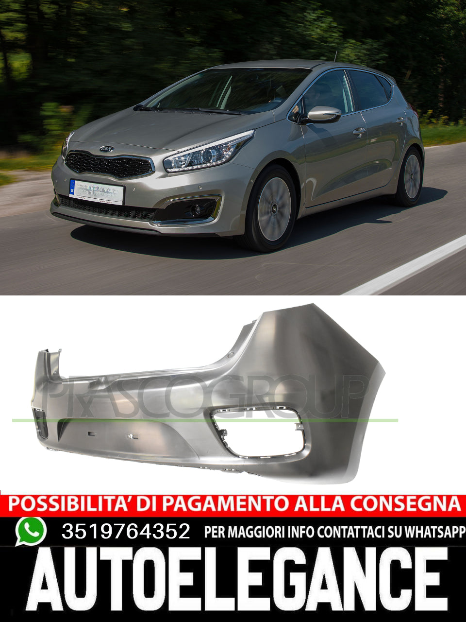 Paraurti Prasco Posteriore SENZA PRIMER CON TRACCE PDC per KIA CEE'D 86610A2610