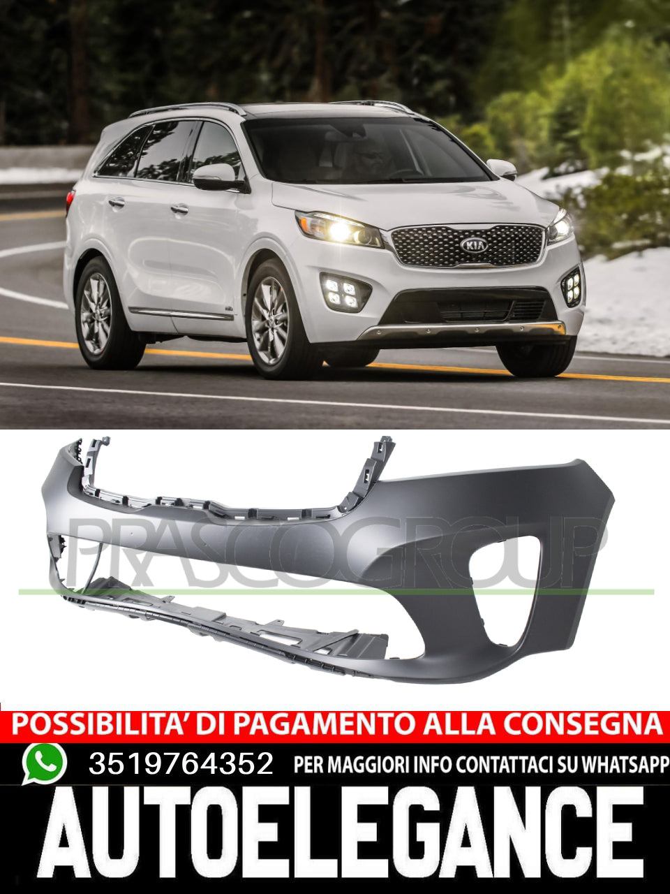 Paraurti Prasco Anteriore CON PRIMER TRACCE PDC per KIA SORENTO  86511C6500