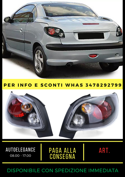 💎Black Glass Rear Light for Peugeot 206 CC Coupe Cabrio 00-08💎