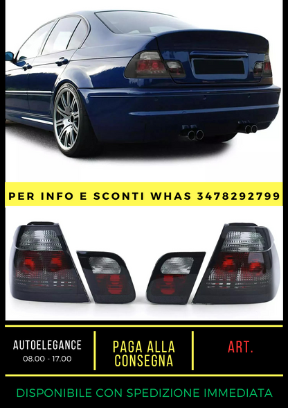 💎Crystal Black Smoke Glass Rear Lights Fit For BMW E46 Sedan 98-01💎