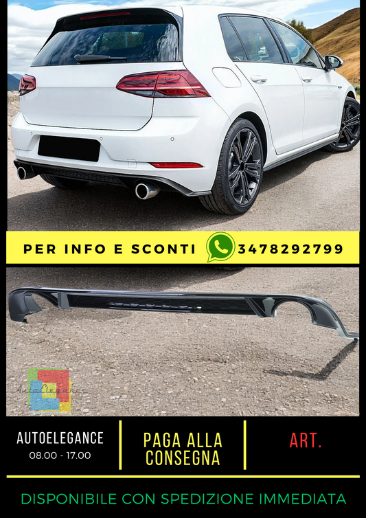 💎Single Pipe Sports Diffuser Double Sided Gloss Black for VW Golf 7 GTI 17-21💎