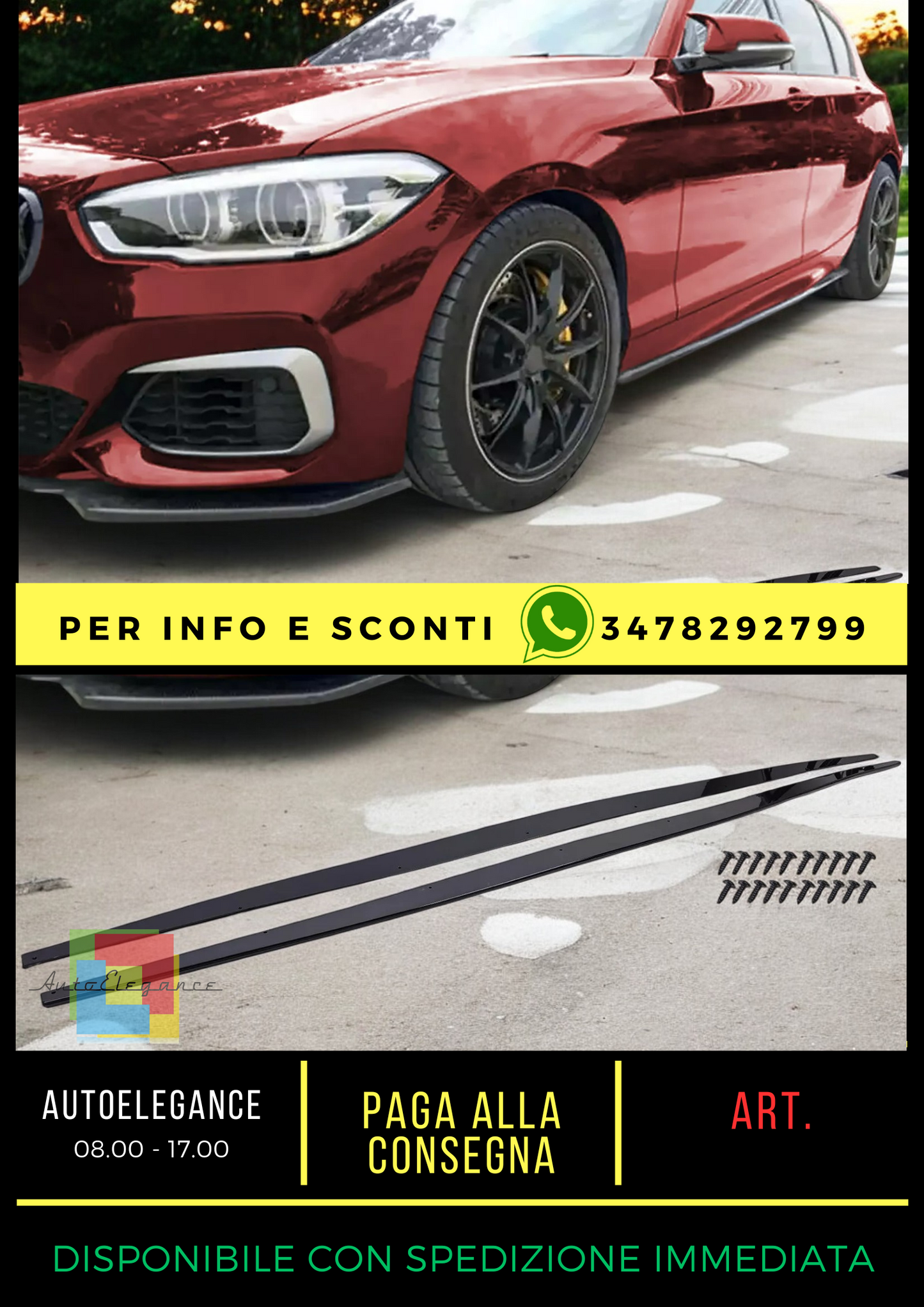 💎Minigonne Laterali Nero Lucido adatto per BMW Serie 1 F20 F21 LCI 15-19💎