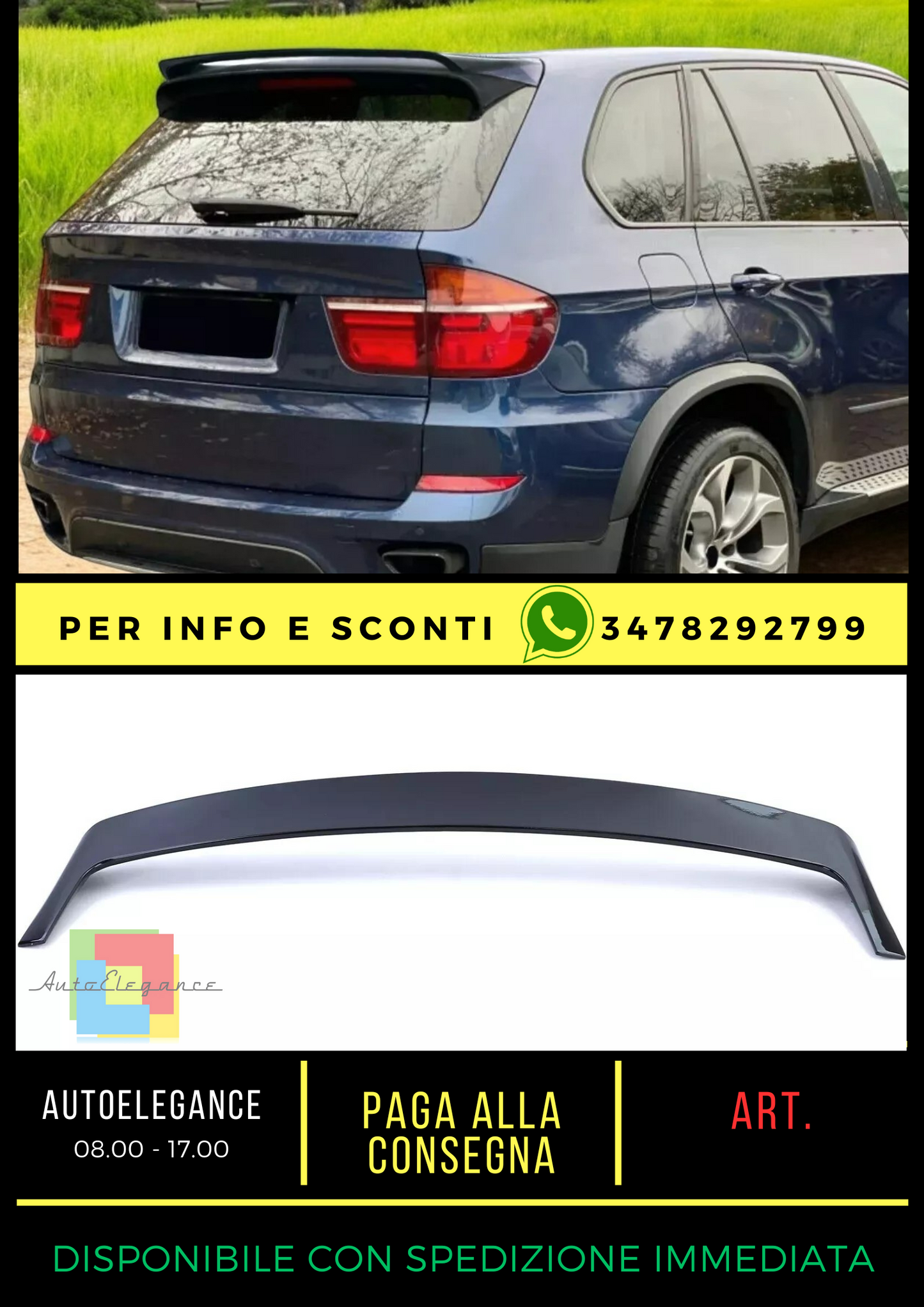 💎Glossy Black Sports Roof Spoiler Suitable for BMW X5 E70 06-13💎