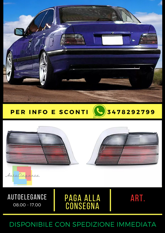 💎Black Smoke Rear Lights Fit For BMW 3ER E36 Coupe Cabrio 90-99💎