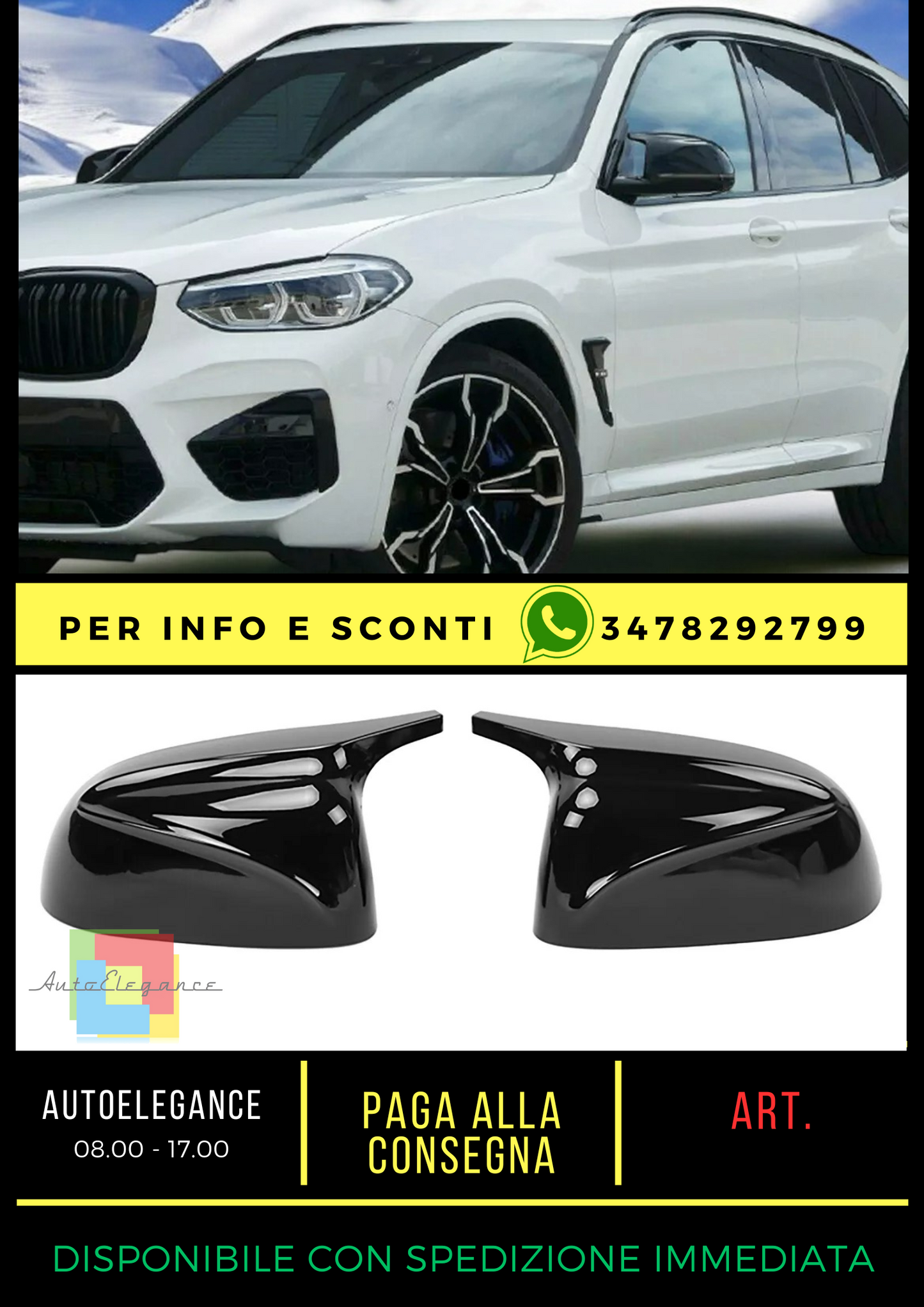 💎Calotte specchietti di ricambio nero lucido adatto per BMW X3 G01 G08 X4 G02💎