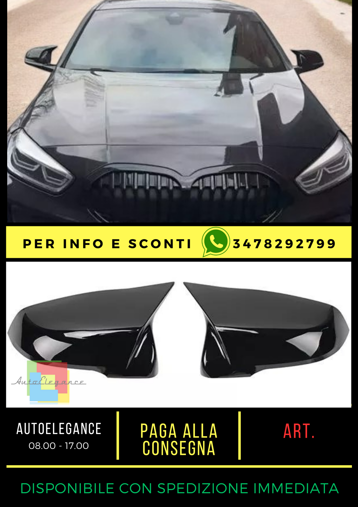 💎Glossy Black Replacement Mirror Caps Fit For BMW F40 F52 X1 X2 Z4💎