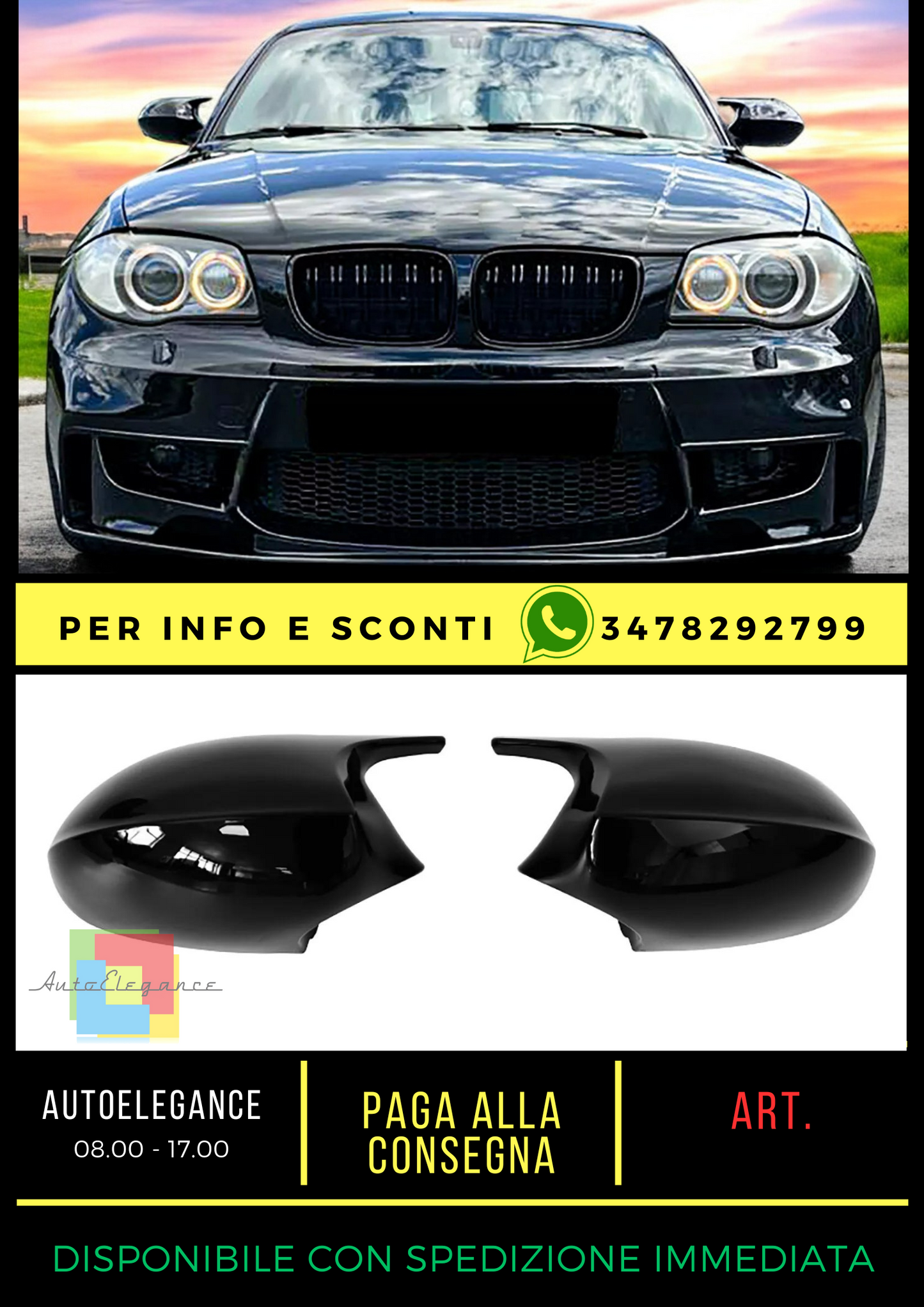 💎Calotte specchietti nero lucido adatte per BMW E81 E82 E87 E88 Pre-Facelift💎