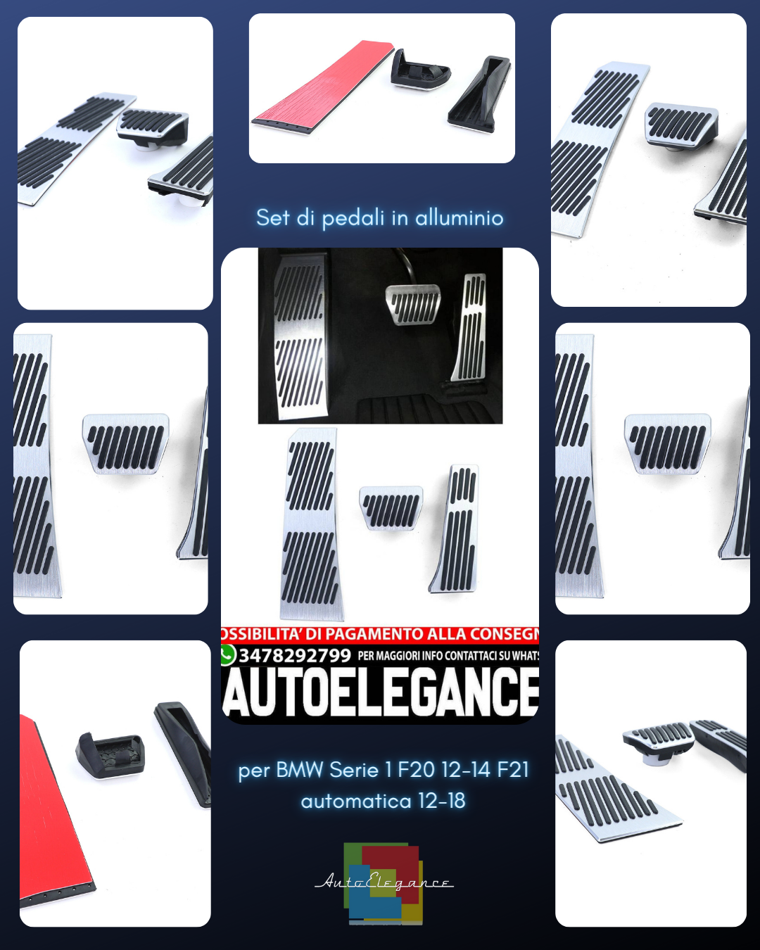 Il set di pedali in alluminio si adatta a BMW Serie 1 F20 12-14 F21 automatica